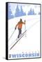 Cross Country Skier, Wausau, Wisconsin-Lantern Press-Framed Stretched Canvas