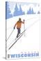 Cross Country Skier, Wausau, Wisconsin-Lantern Press-Stretched Canvas