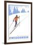 Cross Country Skier, Wausau, Wisconsin-Lantern Press-Framed Art Print