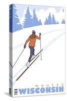 Cross Country Skier, Wausau, Wisconsin-Lantern Press-Stretched Canvas