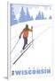 Cross Country Skier, Wausau, Wisconsin-Lantern Press-Framed Art Print