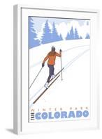 Cross Country Skier, Winter Park, Colorado-Lantern Press-Framed Art Print