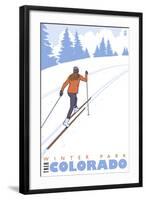 Cross Country Skier, Winter Park, Colorado-Lantern Press-Framed Art Print