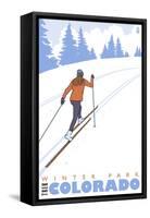 Cross Country Skier, Winter Park, Colorado-Lantern Press-Framed Stretched Canvas