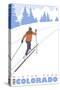 Cross Country Skier, Winter Park, Colorado-Lantern Press-Stretched Canvas