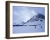 Cross Country Skiers by a Mountain-null-Framed Photographic Print