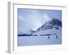 Cross Country Skiers by a Mountain-null-Framed Photographic Print