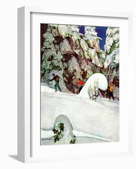 "Cross Country Skiers," February 2, 1946-Mead Schaeffer-Framed Giclee Print