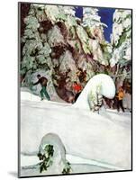 "Cross Country Skiers," February 2, 1946-Mead Schaeffer-Mounted Giclee Print