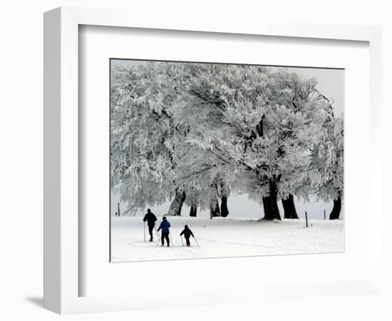 Cross Country Skiers Head Through a Deep Layer of Snow on the Mountain Schauinsland-null-Framed Photographic Print