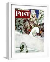 "Cross Country Skiers," Saturday Evening Post Cover, February 2, 1946-Mead Schaeffer-Framed Giclee Print