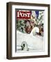 "Cross Country Skiers," Saturday Evening Post Cover, February 2, 1946-Mead Schaeffer-Framed Giclee Print