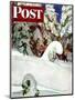 "Cross Country Skiers," Saturday Evening Post Cover, February 2, 1946-Mead Schaeffer-Mounted Giclee Print