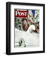 "Cross Country Skiers," Saturday Evening Post Cover, February 2, 1946-Mead Schaeffer-Framed Premium Giclee Print