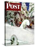 "Cross Country Skiers," Saturday Evening Post Cover, February 2, 1946-Mead Schaeffer-Stretched Canvas