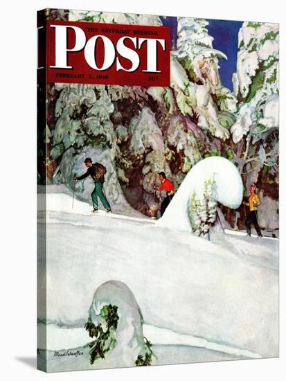 "Cross Country Skiers," Saturday Evening Post Cover, February 2, 1946-Mead Schaeffer-Stretched Canvas