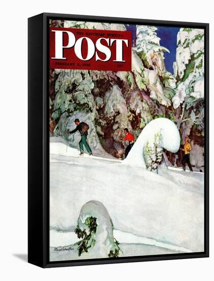 "Cross Country Skiers," Saturday Evening Post Cover, February 2, 1946-Mead Schaeffer-Framed Stretched Canvas