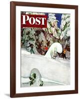 "Cross Country Skiers," Saturday Evening Post Cover, February 2, 1946-Mead Schaeffer-Framed Giclee Print