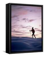 Cross Country Skiing at Twilight-null-Framed Stretched Canvas