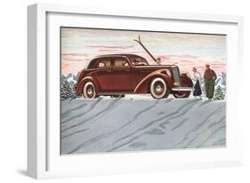 Cross-Country Skiing in the Forties-null-Framed Premium Giclee Print