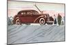 Cross-Country Skiing in the Forties-null-Mounted Premium Giclee Print