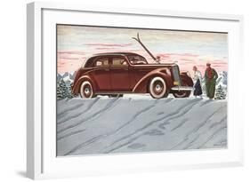 Cross-Country Skiing in the Forties-null-Framed Art Print