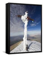 Cross on Summit of El Misti Volcano, 5822M, Arequipa, Peru, South America-Christian Kober-Framed Stretched Canvas