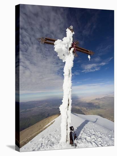 Cross on Summit of El Misti Volcano, 5822M, Arequipa, Peru, South America-Christian Kober-Stretched Canvas