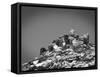 Cross on Top of Sandia Mountain Boulder Mound Landscape in Black and White, New Mexico-Kevin Lange-Framed Stretched Canvas