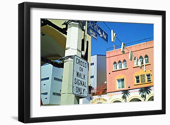 Cross on Walk Signal Only-Steve Ash-Framed Photographic Print