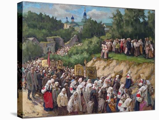 Cross Procession at the Pskovo-Pechersky Dormition Monastery-Nikolai Vasilyevich Kharitonov-Stretched Canvas