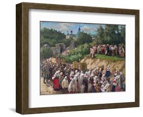 Cross Procession at the Pskovo-Pechersky Dormition Monastery-Nikolai Vasilyevich Kharitonov-Framed Giclee Print