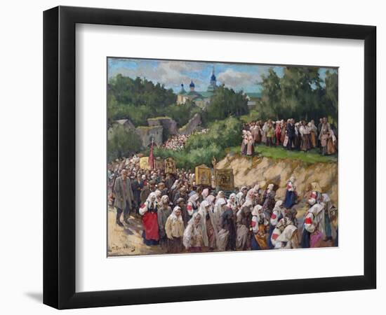 Cross Procession at the Pskovo-Pechersky Dormition Monastery-Nikolai Vasilyevich Kharitonov-Framed Giclee Print