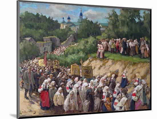 Cross Procession at the Pskovo-Pechersky Dormition Monastery-Nikolai Vasilyevich Kharitonov-Mounted Giclee Print