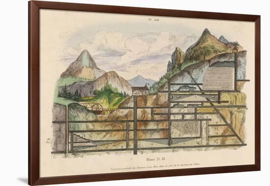 Cross-Section of a Coal Mine Showing All the Underground Chambers and Tunnels-Du Casse-Framed Art Print