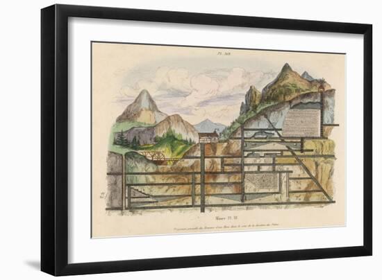 Cross-Section of a Coal Mine Showing All the Underground Chambers and Tunnels-Du Casse-Framed Art Print