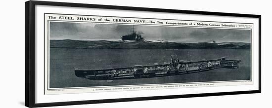 Cross Section of a German Submarine-G.h. Davis-Framed Premium Giclee Print