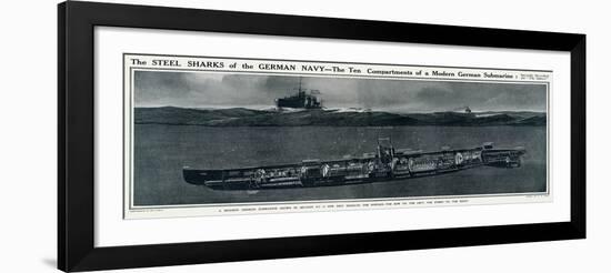 Cross Section of a German Submarine-G.h. Davis-Framed Art Print