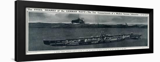 Cross Section of a German Submarine-G.h. Davis-Framed Art Print