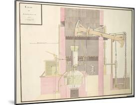 Cross-Section of a Steam Machine to Extract Water from Mines, c.1760-null-Mounted Giclee Print