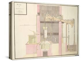 Cross-Section of a Steam Machine to Extract Water from Mines, c.1760-null-Stretched Canvas