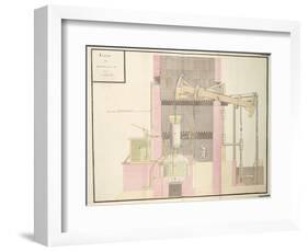 Cross-Section of a Steam Machine to Extract Water from Mines, c.1760-null-Framed Giclee Print