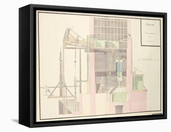 Cross-Section of a Steam Machine to Raise Water from Mines, c.1760-null-Framed Stretched Canvas