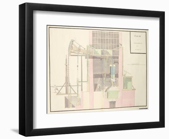 Cross-Section of a Steam Machine to Raise Water from Mines, c.1760-null-Framed Giclee Print