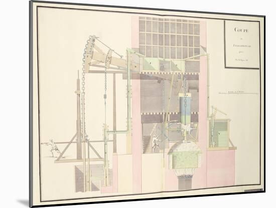 Cross-Section of a Steam Machine to Raise Water from Mines, c.1760-null-Mounted Giclee Print