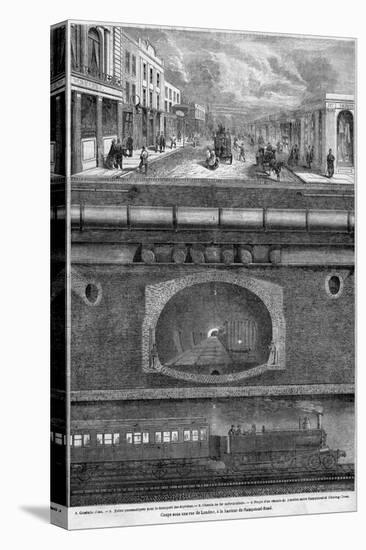 Cross Section of an Underground Tunnel linking Hampstead and Charring Cross, 1865-English School-Stretched Canvas