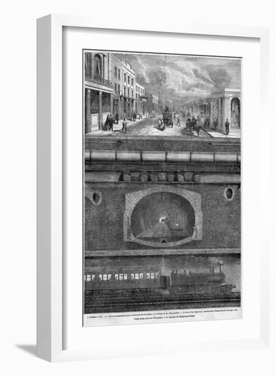 Cross Section of an Underground Tunnel linking Hampstead and Charring Cross, 1865-English School-Framed Giclee Print