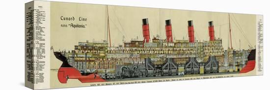 Cross-Section of 'Aquitania' Steamship-null-Stretched Canvas