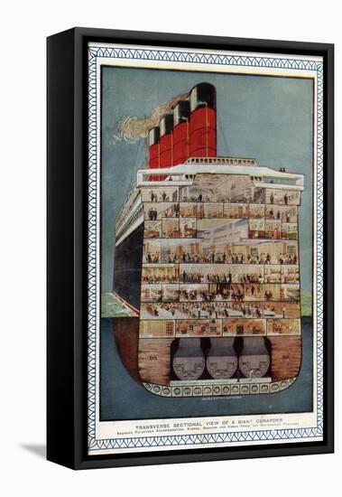 Cross-Section of 'Aquitania' Steamship-null-Framed Stretched Canvas