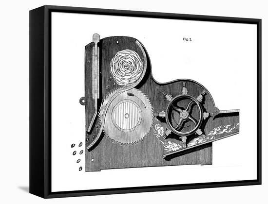 Cross-Section of Eli Whitney's (1765-182) Saw-Gin for Cleaning Cotton, 1865-null-Framed Stretched Canvas